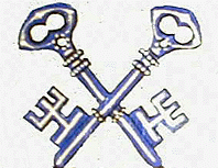 The crosed keys, wards down crest for the Quaker Midgleys' of Rochdale.
