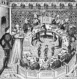 Drawing from the 1300's of Arthur's Round Table. Note there are 13 members.