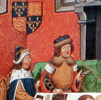 John of Gaunt, dressed in the royal ermine, with his coat of arms.