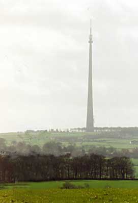The grandeur of the communications tower near Midgley, Emley Moor.