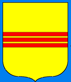 Muschamp Arms, or, three bars gules