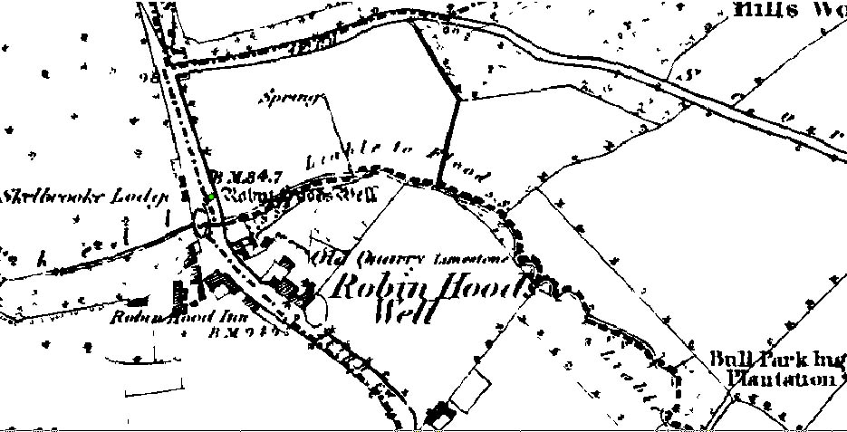 O.S. map 1850's of Robin Hood's Well site